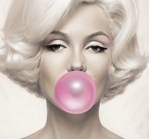Cuadros Decorativos Canvas Bubble Gum Celebridades, Famosos para sala, recámara o comedor. Marilyn