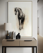 Cargar imagen en el visor de la galería, Cuadro Decorativo Abstracto Negro Arena 2 - 260 - Boceto de Caballo Negro Ate Moderno y Minimalista Estilo Nordico Tonos Neutros
