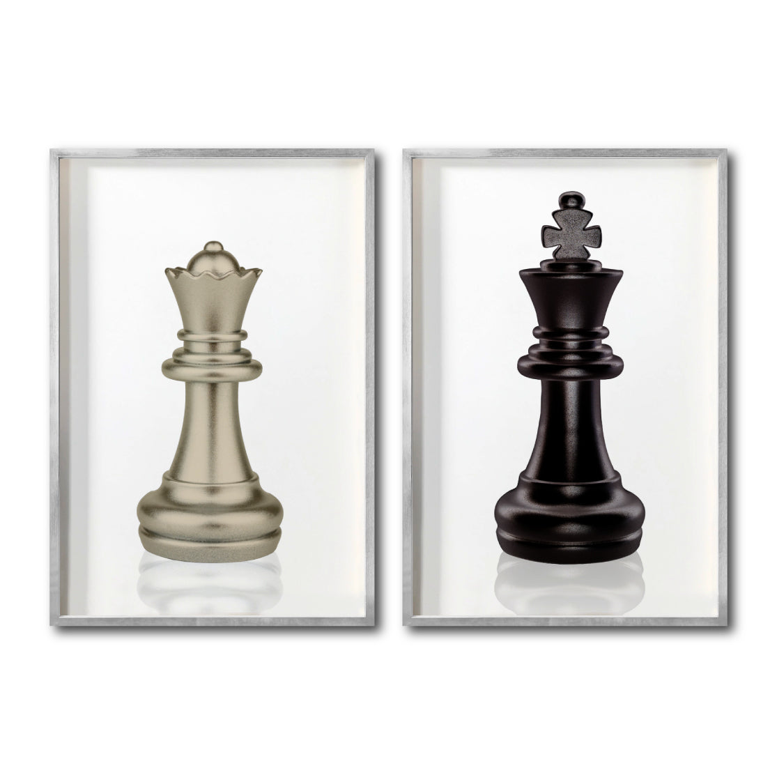 Set de Cuadros Decorativos Juegos 001 - Ajedrez Rey y Reina Para Comedor