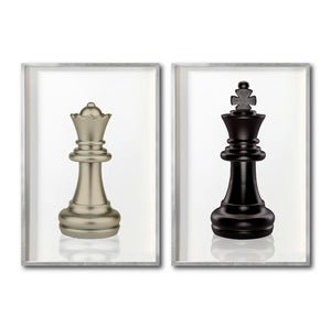 Set 2 de Cuadros Decorativos Juegos 001 - Ajedrez Rey y Reina