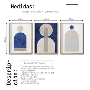 Set Cuadros Decorativos Abstract Colors 001 -Para Comedor