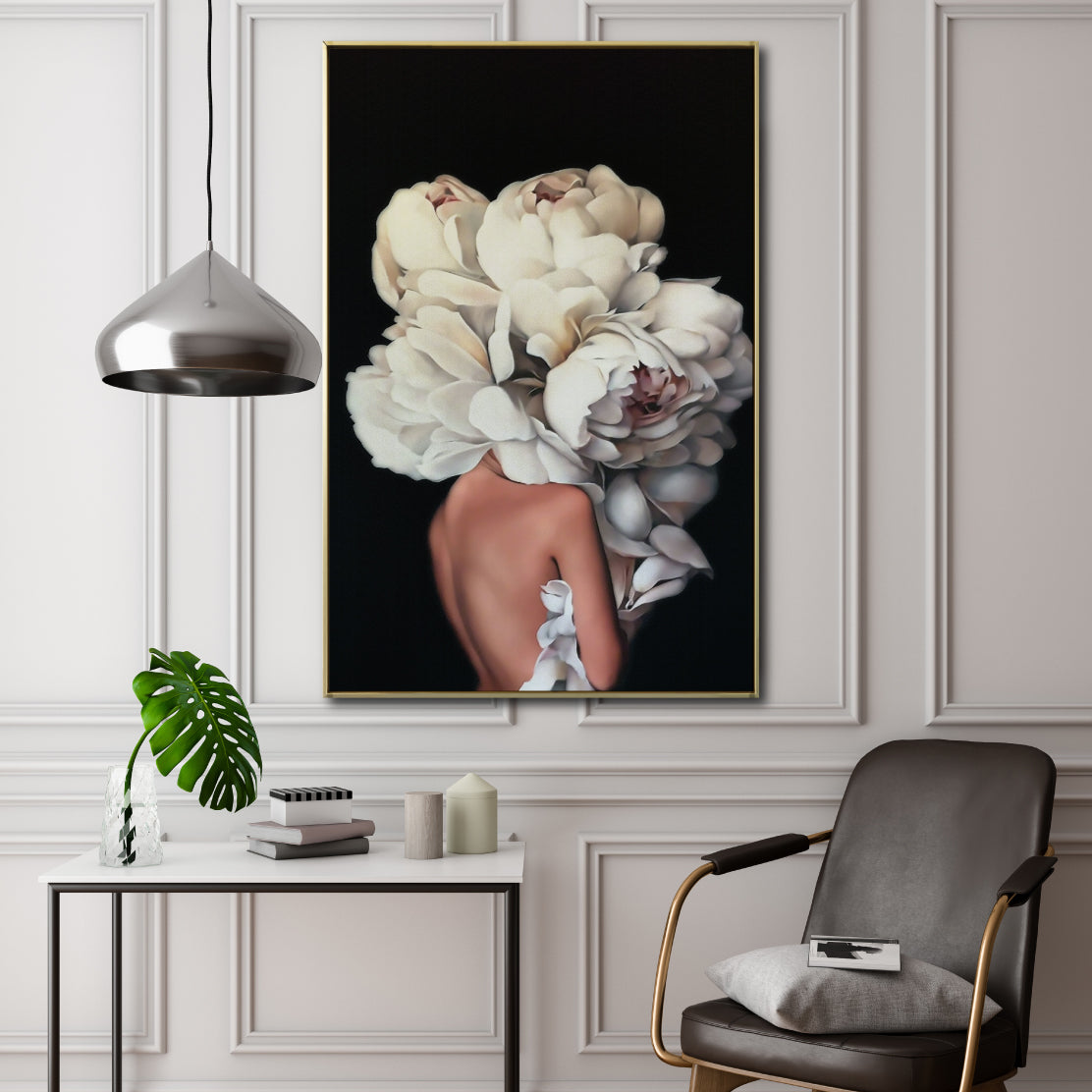 Cuadro Decorativo Mujer Floral y Alas 001 Para Sala