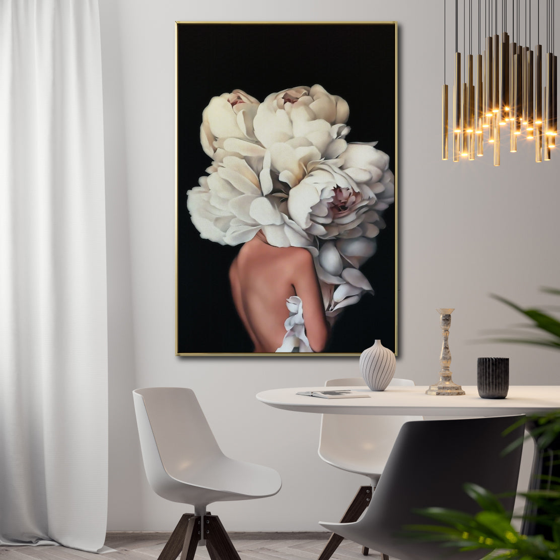 Cuadro Decorativo Mujer Floral y Alas 001 Para Comedor