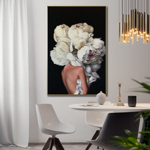 Cuadro Decorativo Mujer Floral y Alas 001 Para Comedor