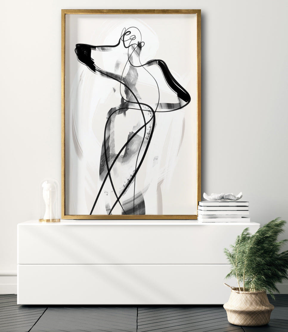 Cuadro Decorativo Abstracto Negro Arena 001 -  Para Credenza