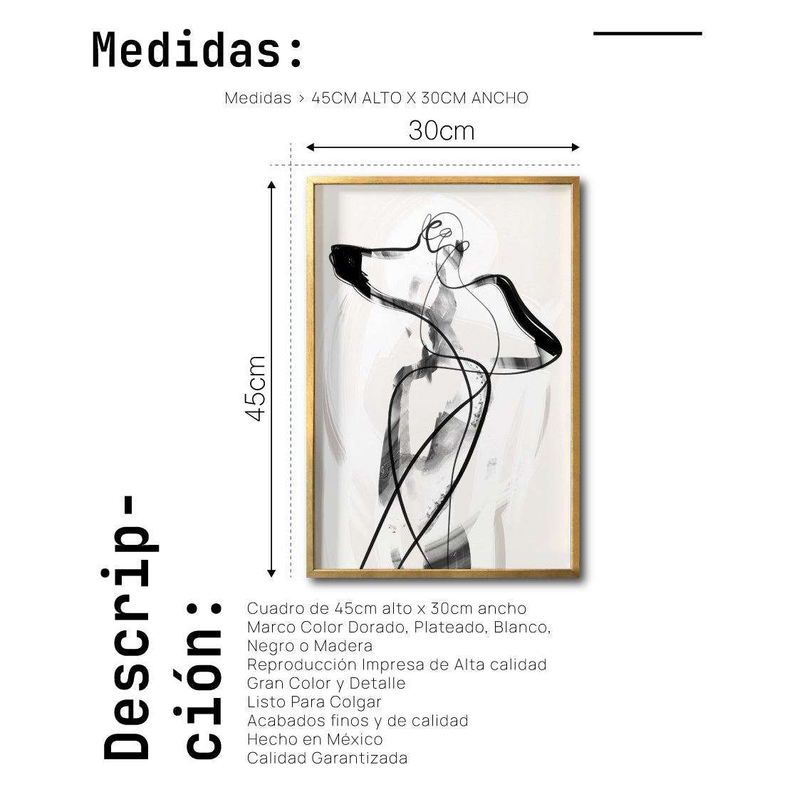 Cuadro Decorativo Abstracto Negro Arena 001 -  Para Credenza