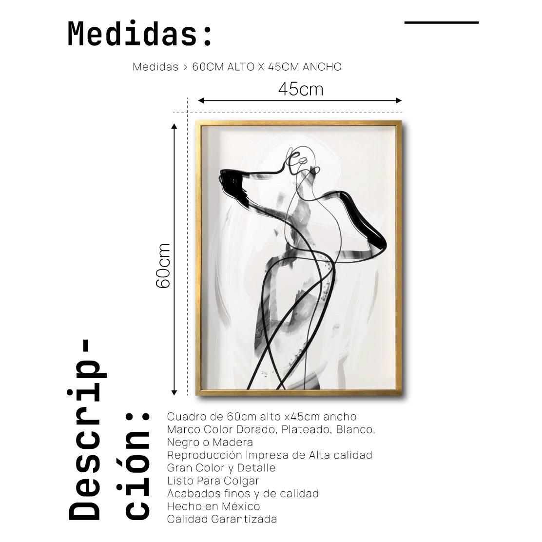 Cuadro Decorativo Abstracto Negro Arena 001 -  Para Credenza