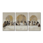 Cargar imagen en el visor de la galería, Set de 3 Cuadros Decorativos - Religión 001 - Tríptico La Última Cena, Arte Cristiano Abstracto, Jesucristo y sus Discípulos.
