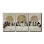 Cargar imagen en el visor de la galería, Set de 3 Cuadros Decorativos - Religión 001 - Tríptico La Última Cena, Arte Cristiano Abstracto, Jesucristo y sus Discípulos.
