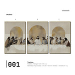 Cargar imagen en el visor de la galería, Set de 3 Cuadros Decorativos - Religión 001 - Tríptico La Última Cena, Arte Cristiano Abstracto, Jesucristo y sus Discípulos.
