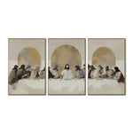 Cargar imagen en el visor de la galería, Set de 3 Cuadros Decorativos - Religión 001 - Tríptico La Última Cena, Arte Cristiano Abstracto, Jesucristo y sus Discípulos.
