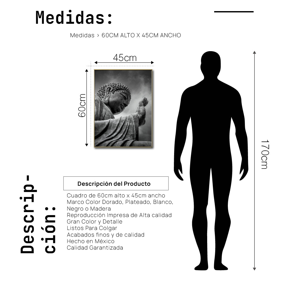 Cuadro decorativo - Zen 001 - Buda en Meditación, despertar de consciencia Espiritualidad.