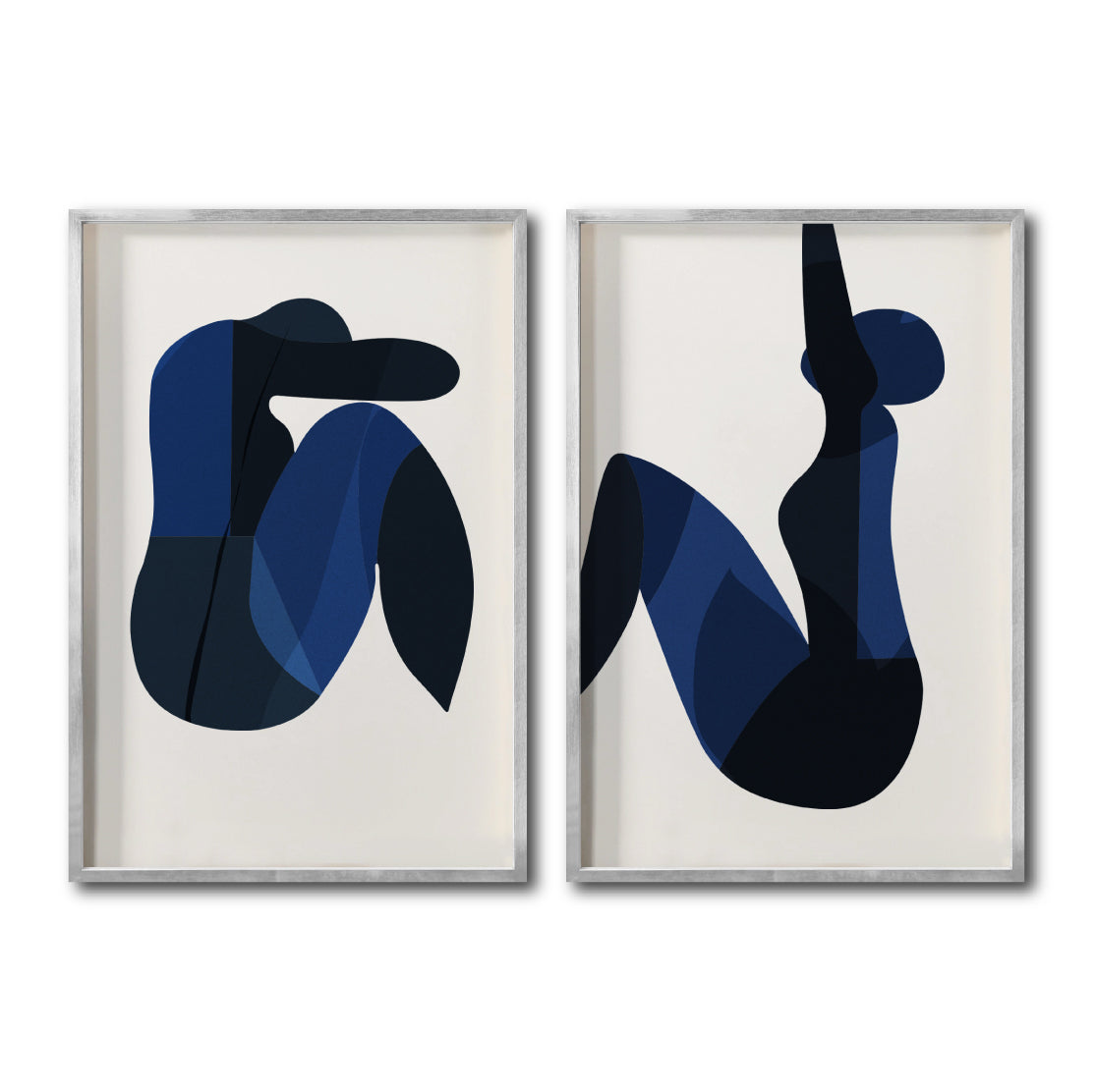 Set Cuadros Decorativos Abstract Colors 002 - Siluetas Abstractas de Mujeres en Azul y Negro