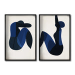 Cargar imagen en el visor de la galería, Set Cuadros Decorativos Abstract Colors 002 - Siluetas Abstractas de Mujeres en Azul y Negro
