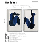 Cargar imagen en el visor de la galería, Set Cuadros Decorativos Abstract Colors 002 - Siluetas Abstractas de Mujeres en Azul y Negro
