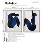 Cargar imagen en el visor de la galería, Set Cuadros Decorativos Abstract Colors 002 - Siluetas Abstractas de Mujeres en Azul y Negro
