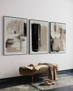 Cargar imagen en el visor de la galería, Set Cuadros Decorativos Abstracto Negro Arena 2 - 204 - Triptico Moderno Arte Minimalista estilo Nordico Boho en Tonos Neutros
