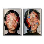 Cargar imagen en el visor de la galería, Set  2 Cuadros Decorativos Abstract Portrait 002 - Rostros Abstractos de Pareja Hombre y Mujer
