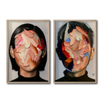 Cargar imagen en el visor de la galería, Set  2 Cuadros Decorativos Abstract Portrait 002 - Rostros Abstractos de Pareja Hombre y Mujer
