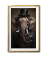 Cargar imagen en el visor de la galería, Cuadro Decorativo Animales Época 002 - Caballero Elefante con Sombrero
