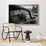 Cargar imagen en el visor de la galería, Venta de cuadros decorativos Canvas Animals Car window para tu sala. Animales Clásicos, moderno. Blanco y Negro. Vaca de las altas tierras
