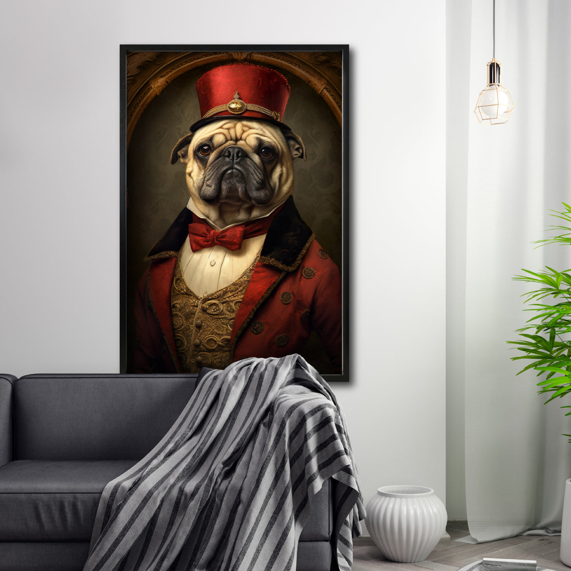 Cuadro Decorativo Perros Epoca 002 - Pug Aristócrata