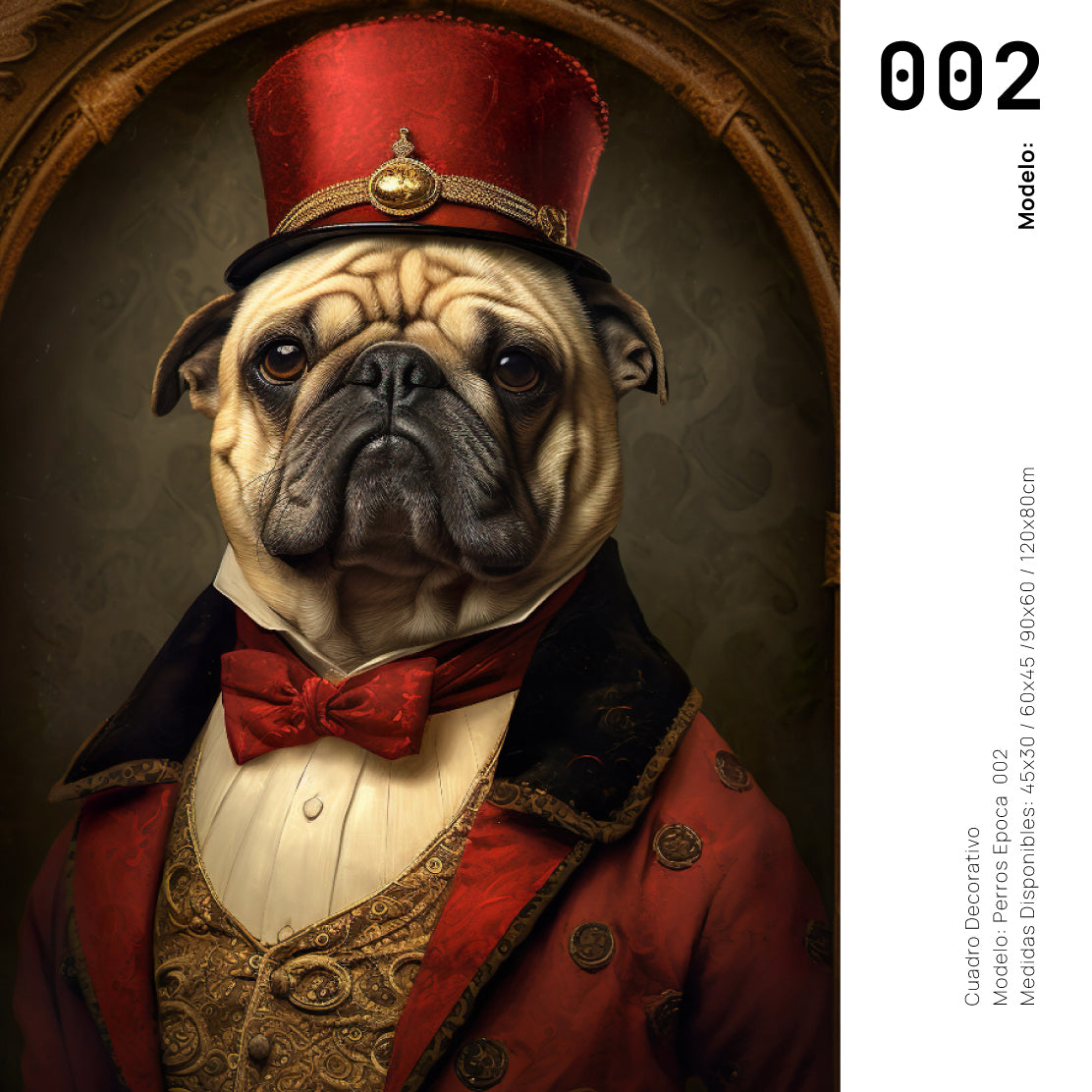 Cuadro Decorativo Perros Epoca 002 - Pug Aristócrata