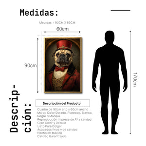 Cuadro Decorativo Perros Epoca 002 - Pug Aristócrata