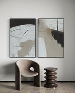Cargar imagen en el visor de la galería, Set Cuadros Decorativos Abstracto Negro Arena  2 - 243 - Diptico Moderno Estilo Nordico Tonos Neutros
