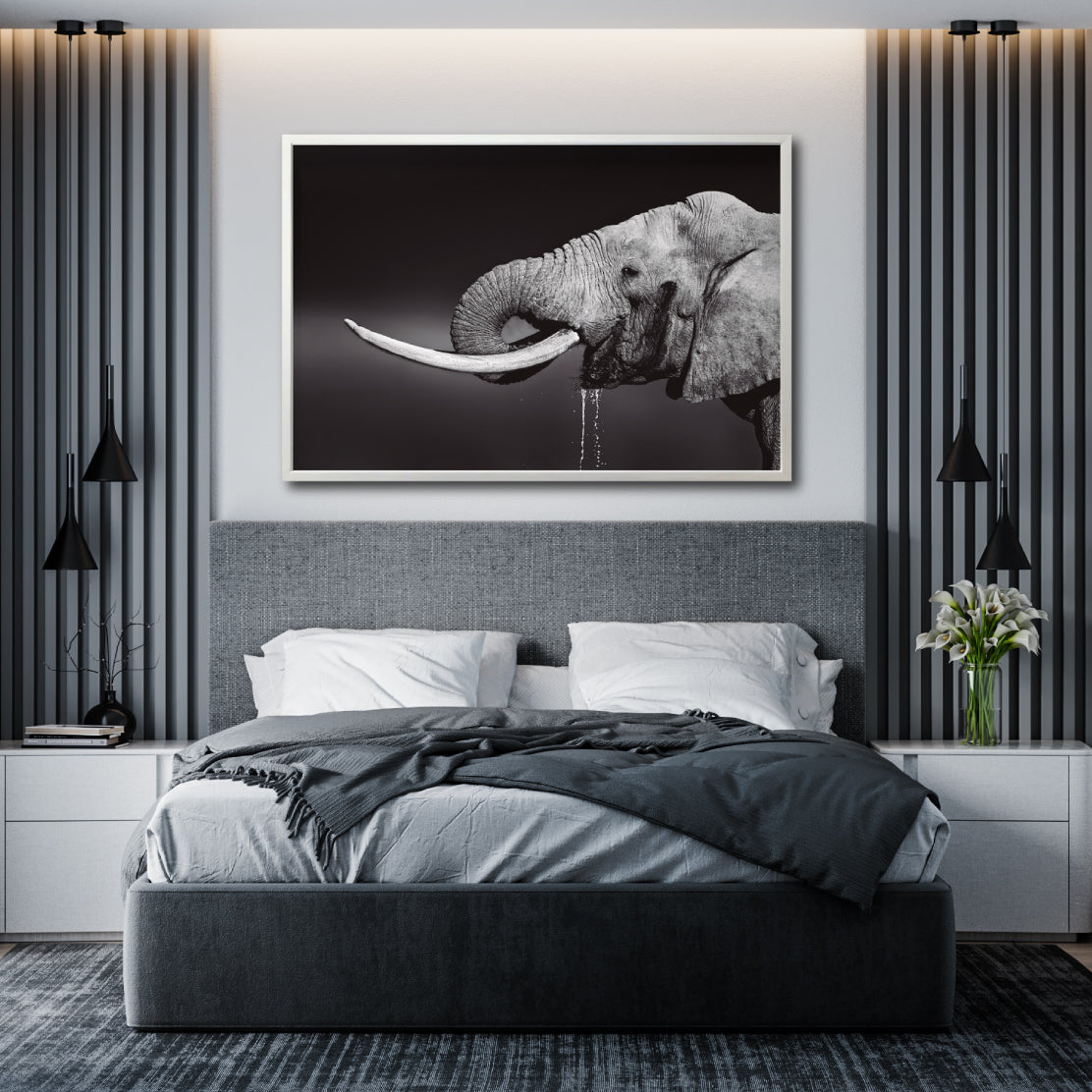 Cuadro Decorativo Fauna 003 -  Elefante Blanco y Negro