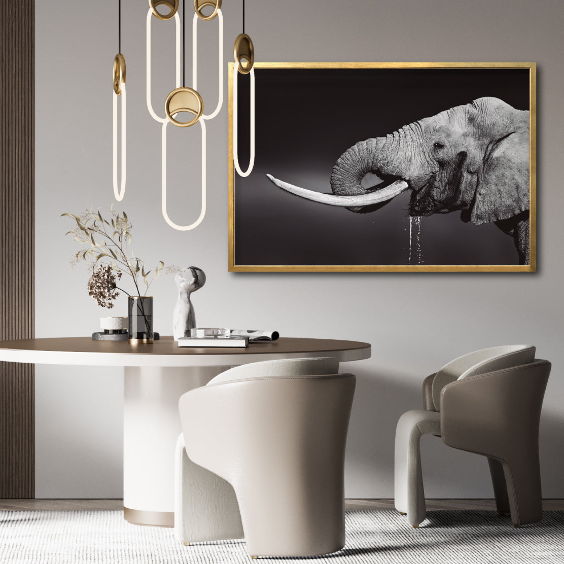 Cuadro Decorativo Fauna 003 -  Elefante Blanco y Negro