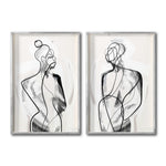 Cargar imagen en el visor de la galería, Set 2 Cuadros Decorativos Abstracto Negro Arena 003 - Silueta Pareja Hombre y Mujer Estilo Boho Minimalista
