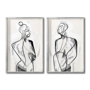 Set 2 Cuadros Decorativos Abstracto Negro Arena 003 - Para Comedor