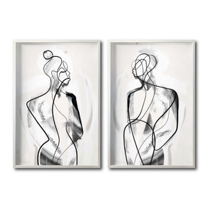 Set 2 Cuadros Decorativos Abstracto Negro Arena 003 - Para Comedor