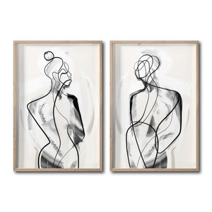Set 2 Cuadros Decorativos Abstracto Negro Arena 003 - Para Comedor