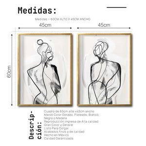 Set 2 Cuadros Decorativos Abstracto Negro Arena 003 - Para Comedor
