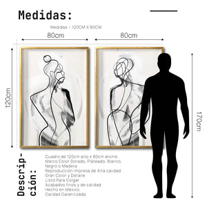 Set 2 Cuadros Decorativos Abstracto Negro Arena 003 - Para Comedor