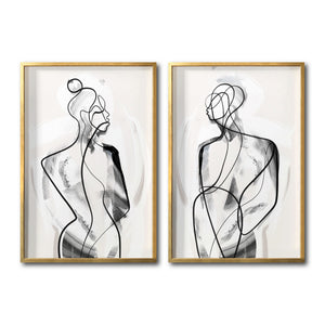Set 2 Cuadros Decorativos Abstracto Negro Arena 003 - Para Comedor