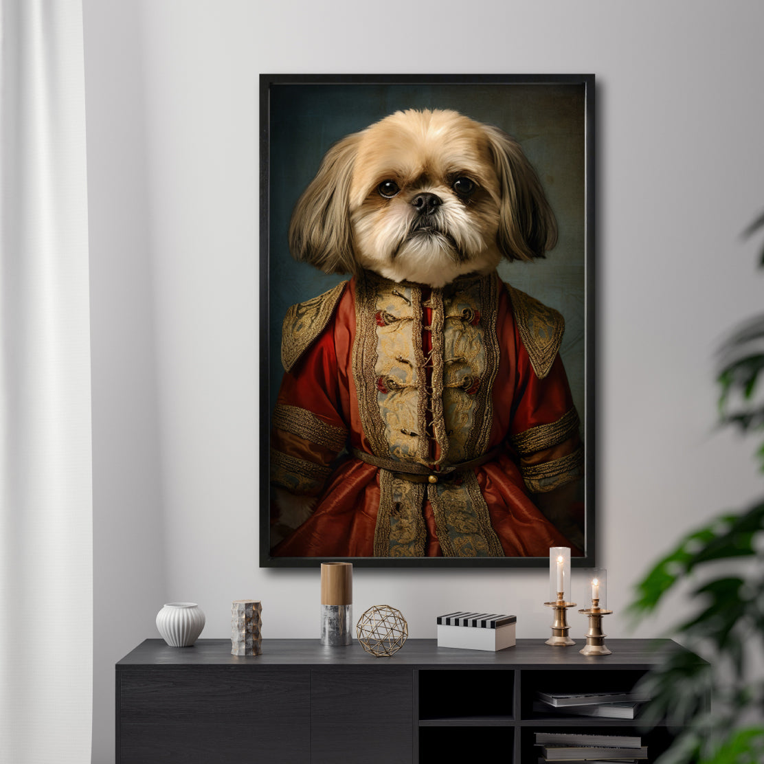 Cuadro Decorativo Perros Epoca 003 - Shih Tzu Aristócrata