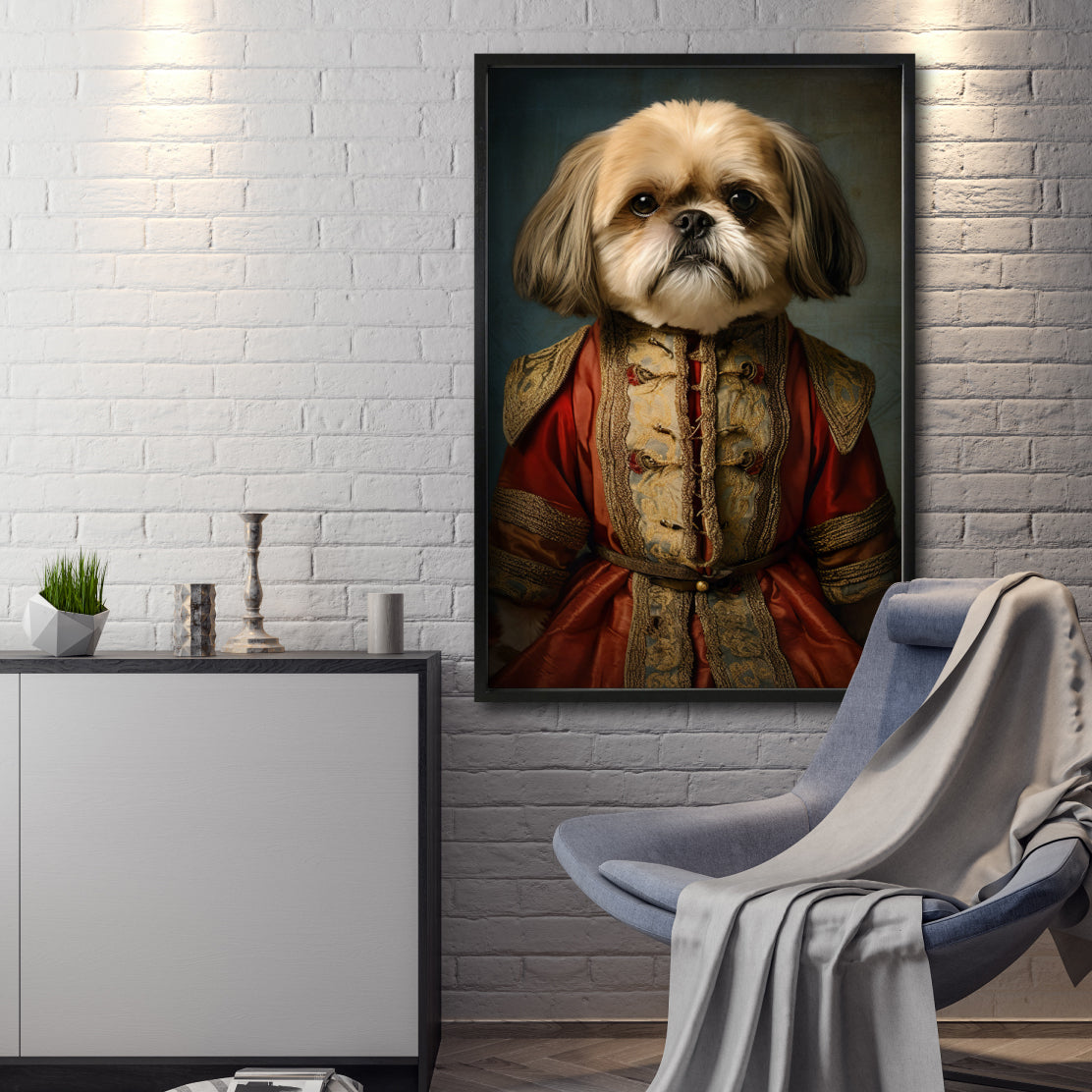 Cuadro Decorativo Perros Epoca 003 - Shih Tzu Aristócrata