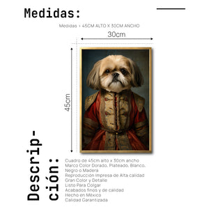 Cuadro Decorativo Perros Epoca 003 - Shih Tzu Aristócrata