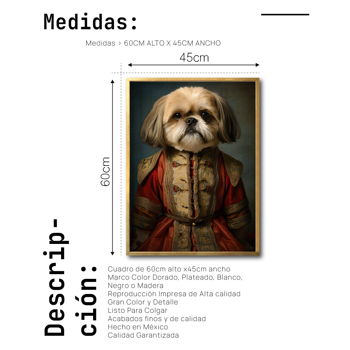 Cuadro Decorativo Perros Epoca 003 - Shih Tzu Aristócrata