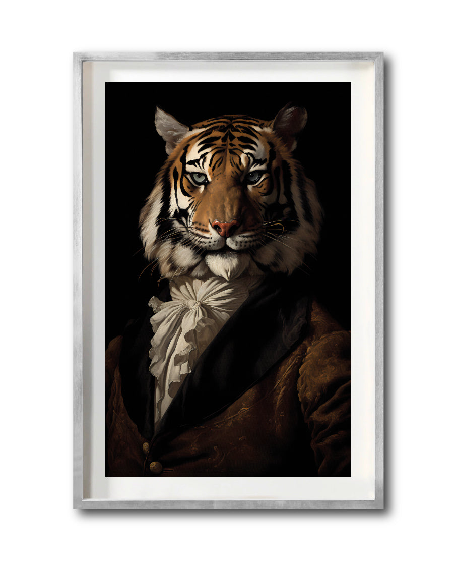 Cuadro Decorativo Animales Época 004 - Caballero Tigre Vintage