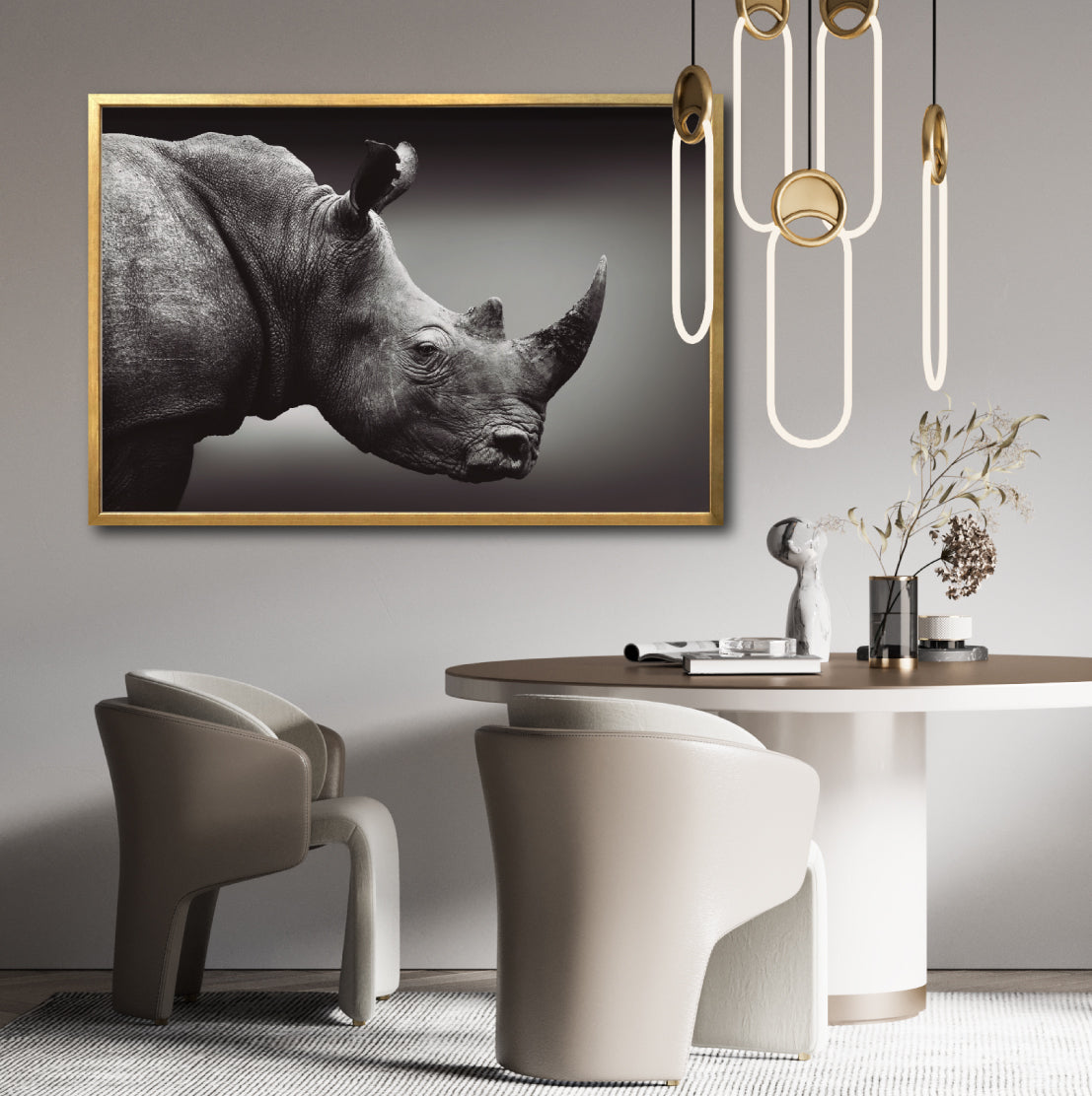 Cuadro Decorativo: Fauna 004 - Rinoceronte Blanco y Negro