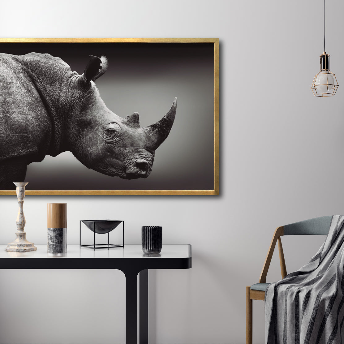 Cuadro Decorativo: Fauna 004 - Rinoceronte Blanco y Negro
