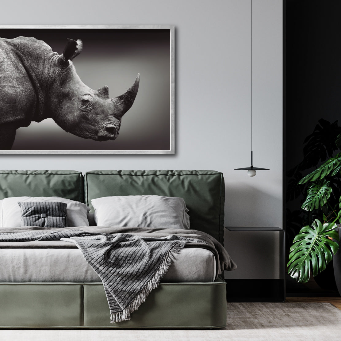 Cuadro Decorativo: Fauna 004 - Rinoceronte Blanco y Negro