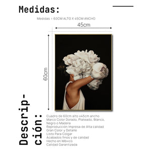 Cuadro Decorativo Mujer Floral y Alas 004 - Para Credenza