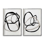 Cargar imagen en el visor de la galería, Set 2 Cuadros Decorativos Abstracto Negro Arena 004 - Arte lineal Estilo Boho Minimalista
