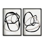 Cargar imagen en el visor de la galería, Set 2 Cuadros Decorativos Abstracto Negro Arena 004 - Arte lineal Estilo Boho Minimalista
