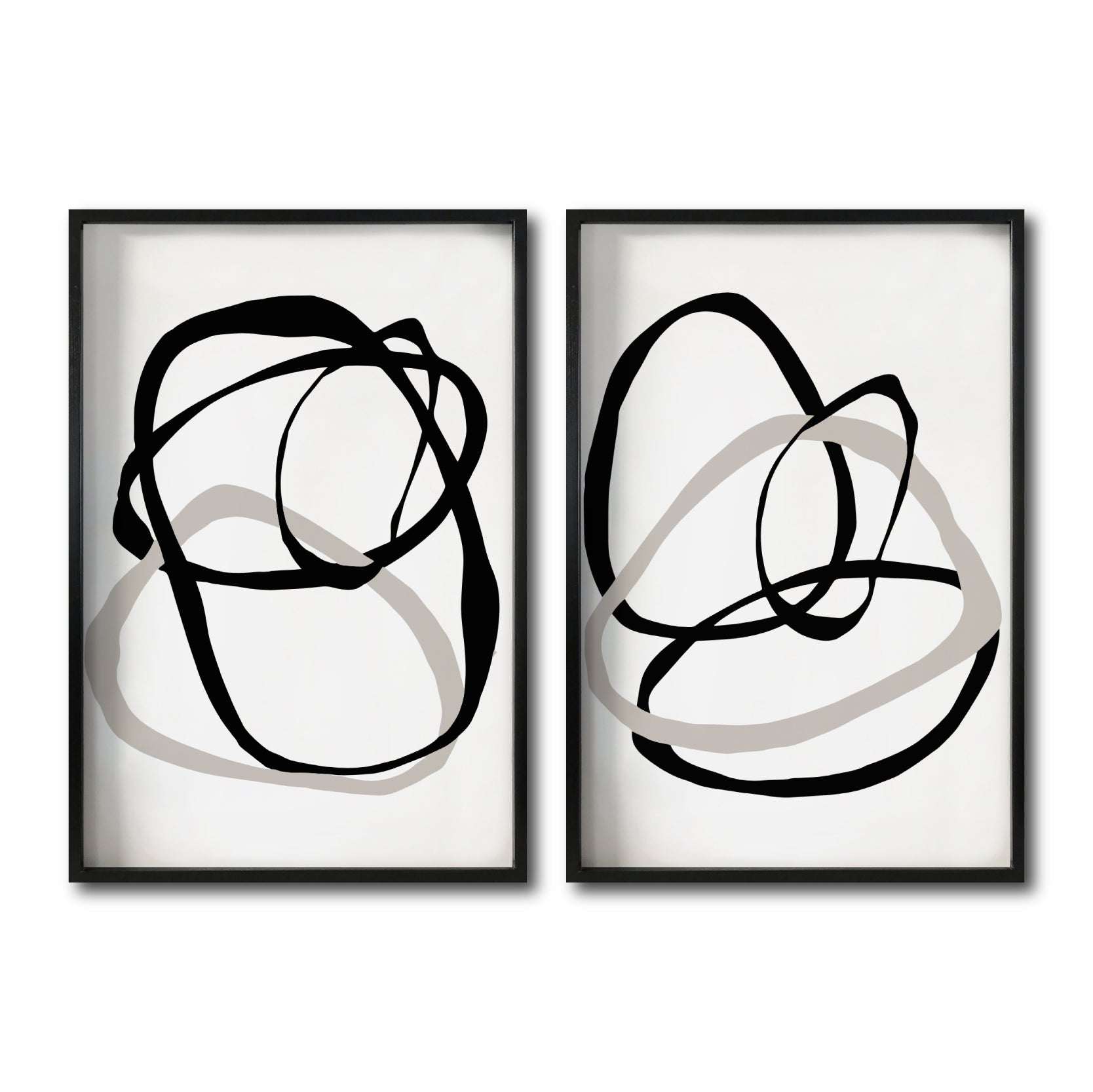 Set de Cuadros Decorativos Abstracto Negro Arena 004 - Para Comedor